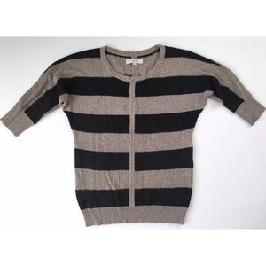 ANN TAYLOR LOFT Striped Gray Black Top Sweater XS